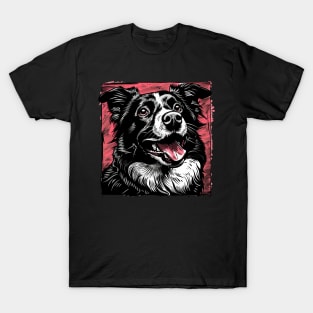 Retro Art Border Collie Dog Lover T-Shirt